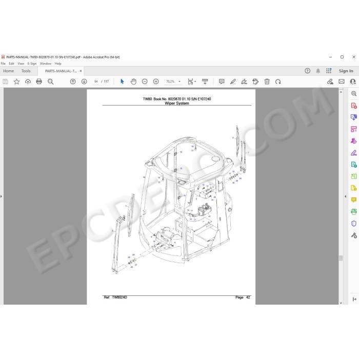 Takeuchi Wheel Loader TW50 TW60 TW65 TW80 spare parts catalog