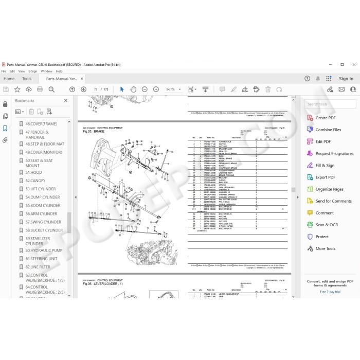 Yanmar Backhoe Loader CBL40 spare parts manual