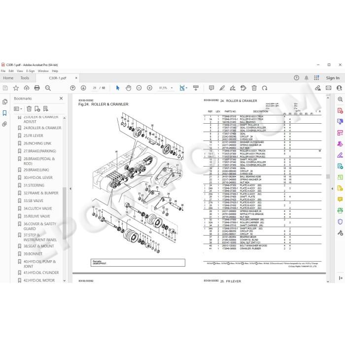 Yanmar Tracked Dumper C10R C12R C20R C25W C30R C50R C60R C80R C120R parts manual
