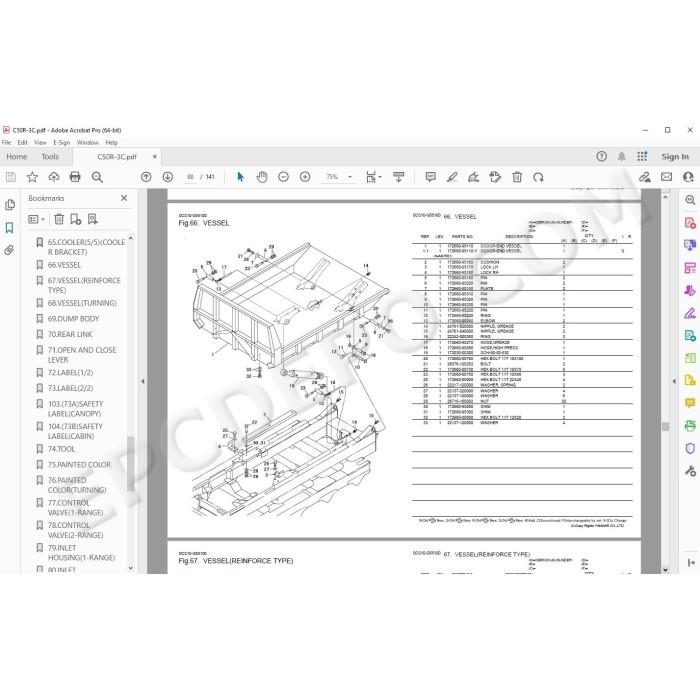 Yanmar Tracked Dumper C10R C12R C20R C25W C30R C50R C60R C80R C120R parts manual