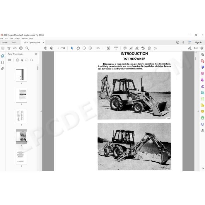 Case Backhoe Loader 480C service manual