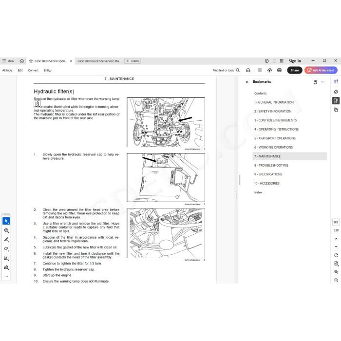 Case Backhoe Loader 580N 580SN-WT 580SN 590SN service manual