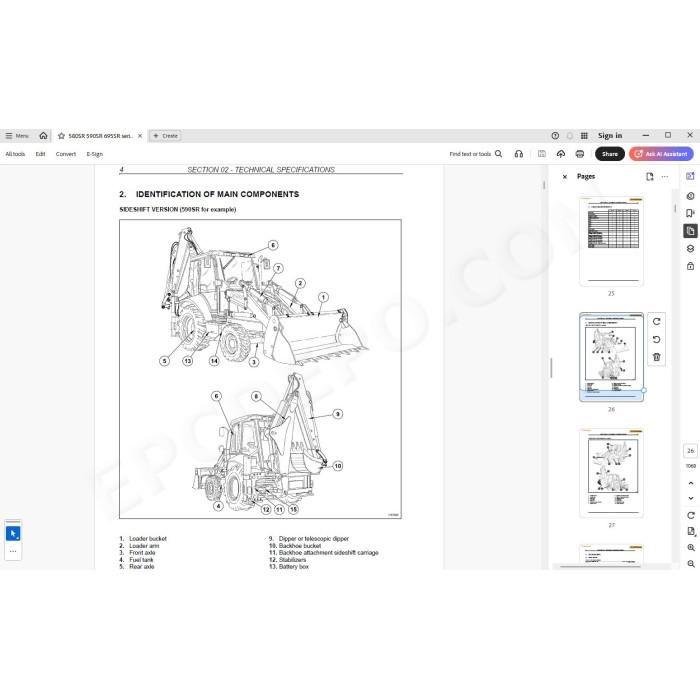 Case Backhoe Loader 580SR 580SR+ 590SR 695SR Series 3 service manual