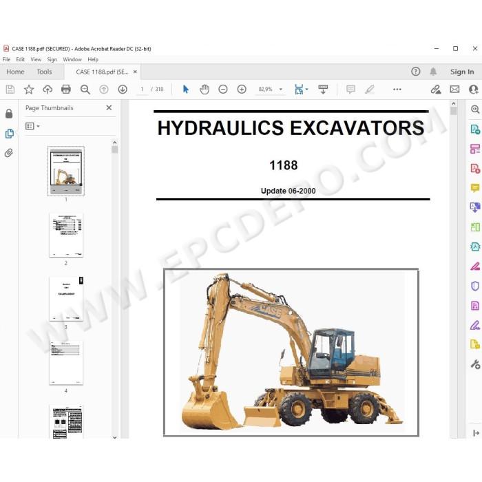 Case Excavator 1188 hydraulic & electrical circuits manual