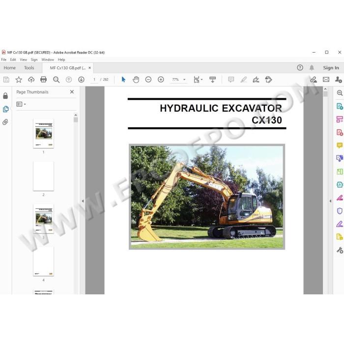 Case Crawler Excavator CX130 hydraulic & electrical circuits manual