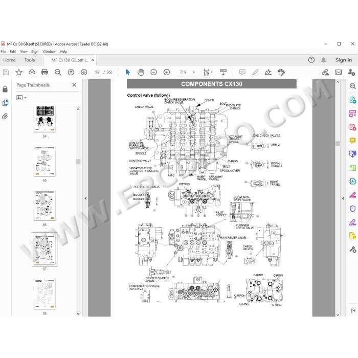 Case Crawler Excavator CX130 hydraulic & electrical circuits manual