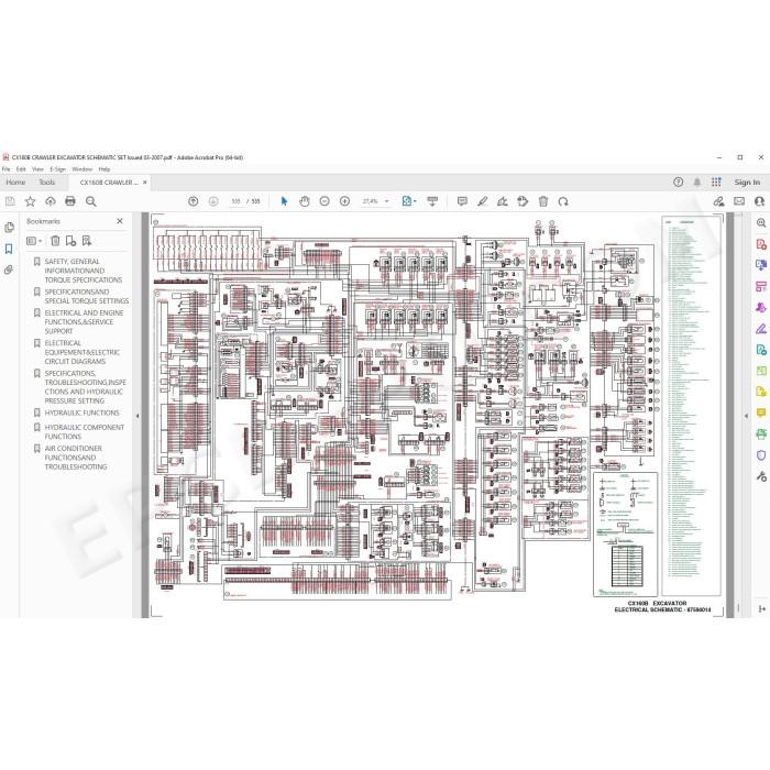 Case Crawler Excavator CX160B hydraulic & electrical circuits manual