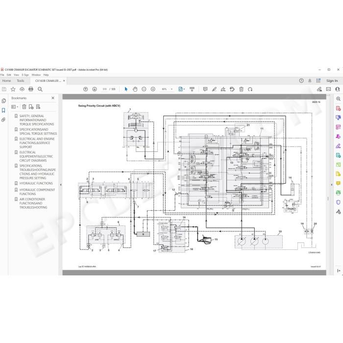 Case Crawler Excavator CX160B hydraulic & electrical circuits manual