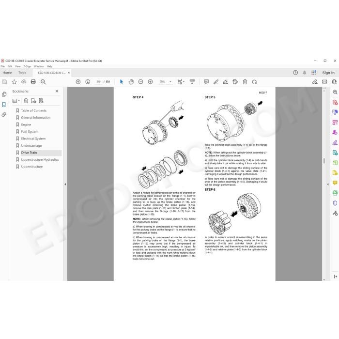 Case Crawler Excavator CX210B CX230B CX240B service manual