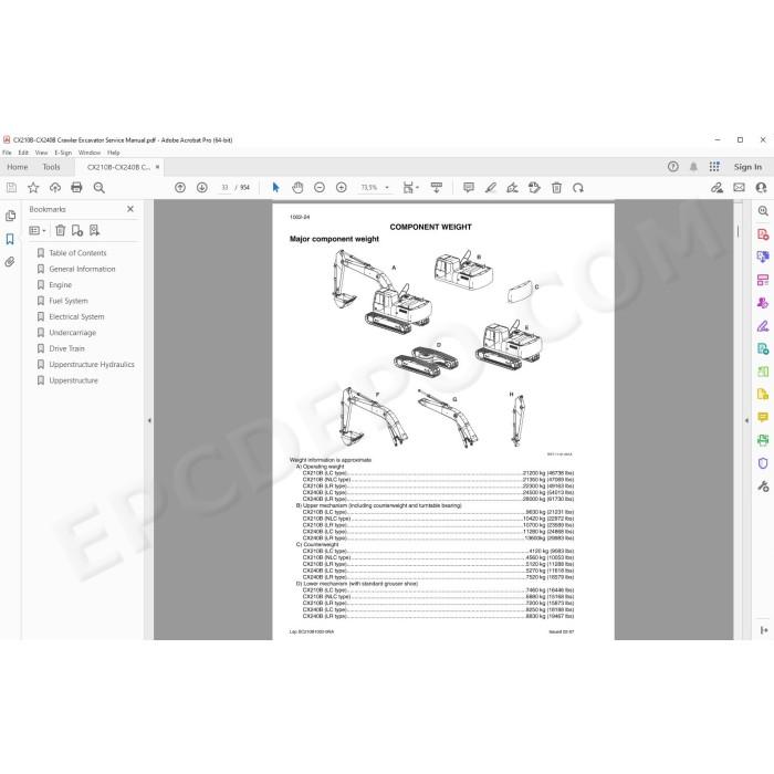 Case Crawler Excavator CX210B CX230B CX240B service manual