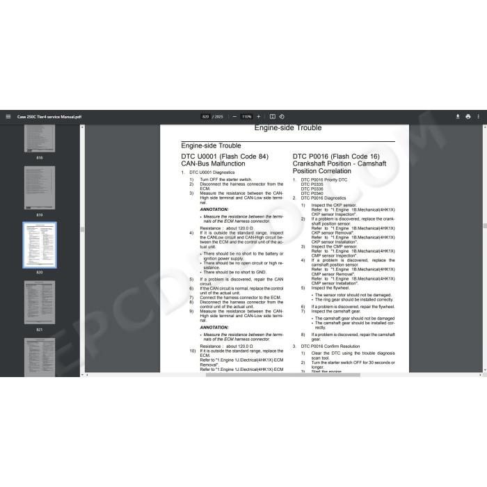 Case Excavator CX250C Tier 4 service manual