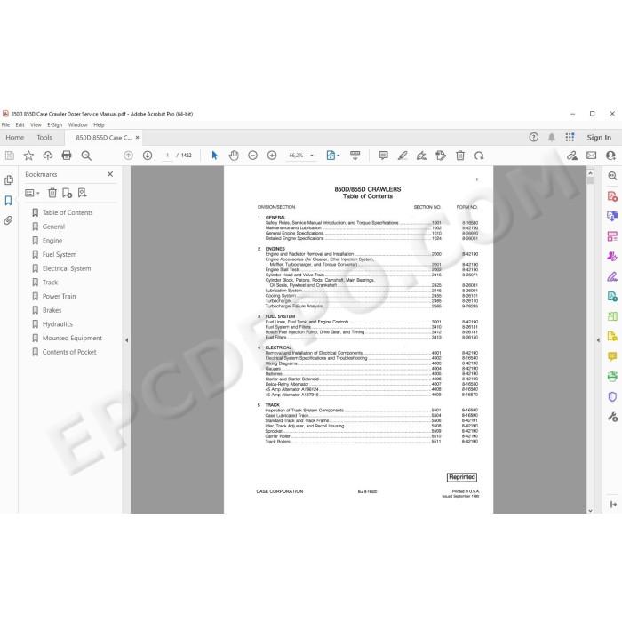 Case Crawler Dozer 850D 855D service manual