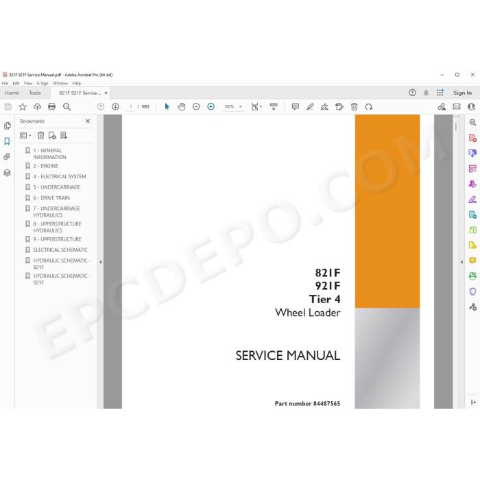 Case Wheel Loader 821F 921F Tier 4 service manual