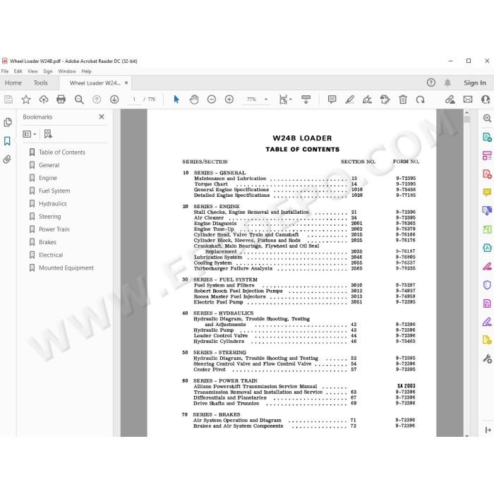 Case Wheel Loader W24B service manual