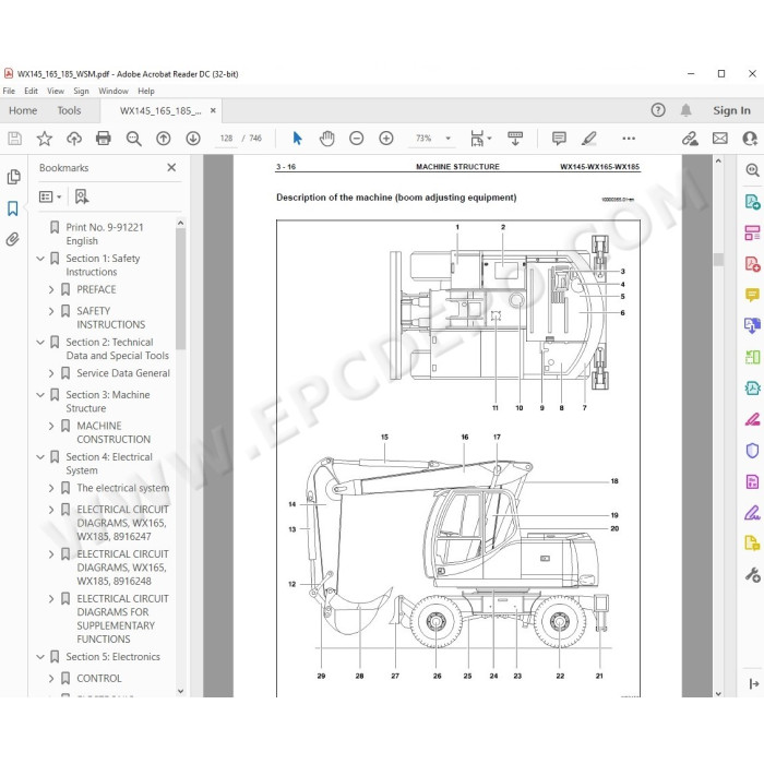 Case Wheeled Excavator WX145 WX165 WX185 service manual