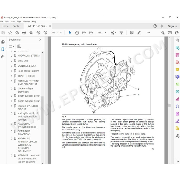 Case Wheeled Excavator WX145 WX165 WX185 service manual