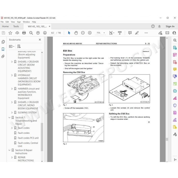 Case Wheeled Excavator WX145 WX165 WX185 service manual