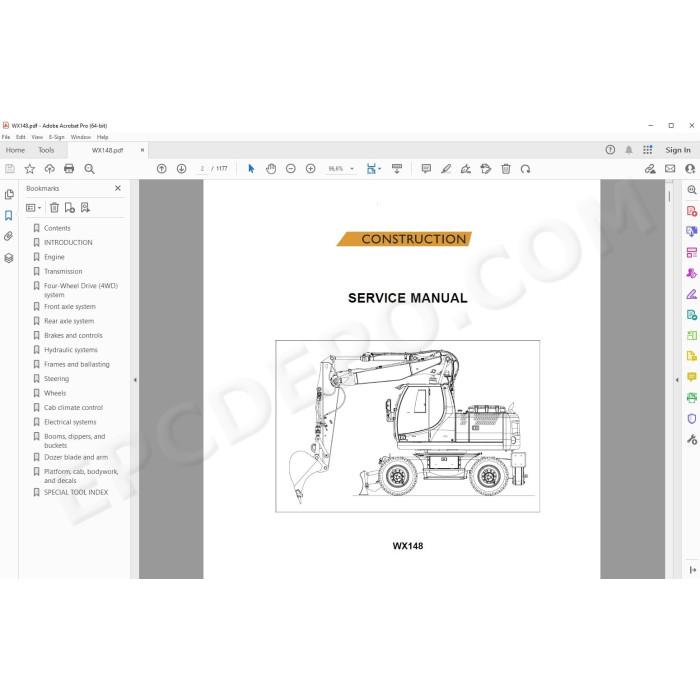 Case Wheeled Excavator WX148 service manual