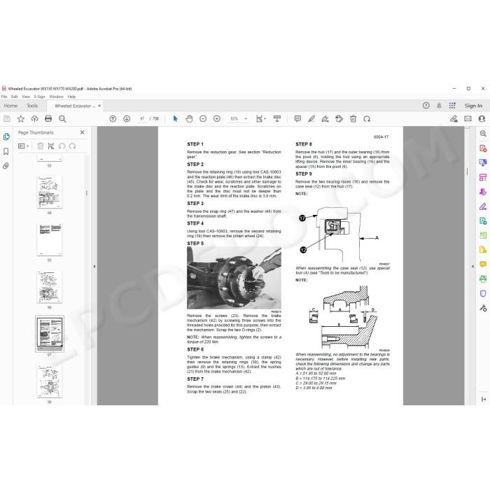 Case Wheeled Excavator WX150 WX170 WX200 service manual