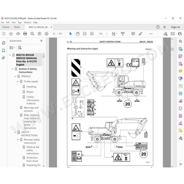 Case Wheeled Excavator WX210 WX240 service manual