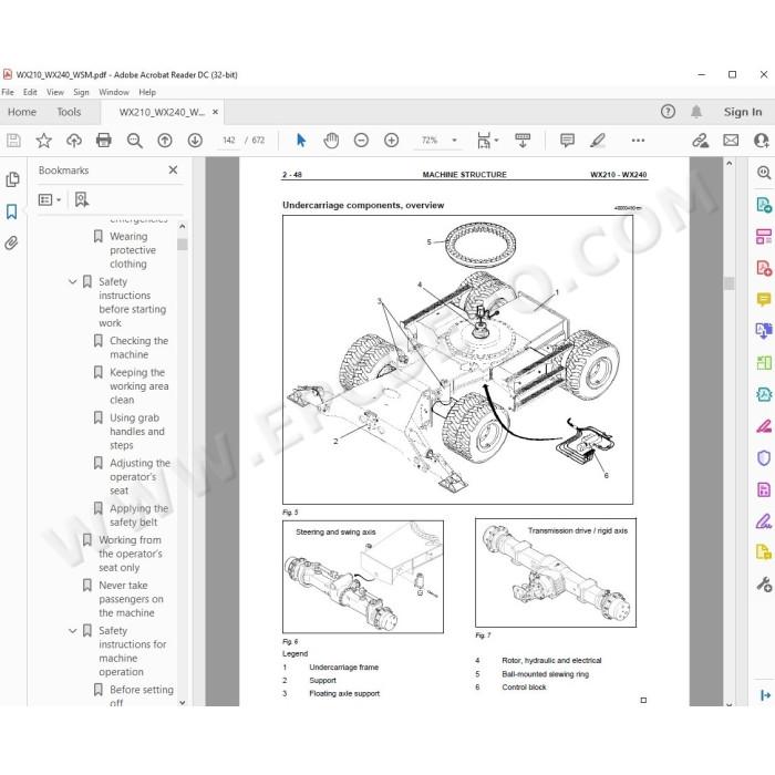 Case Wheeled Excavator WX210 WX240 service manual