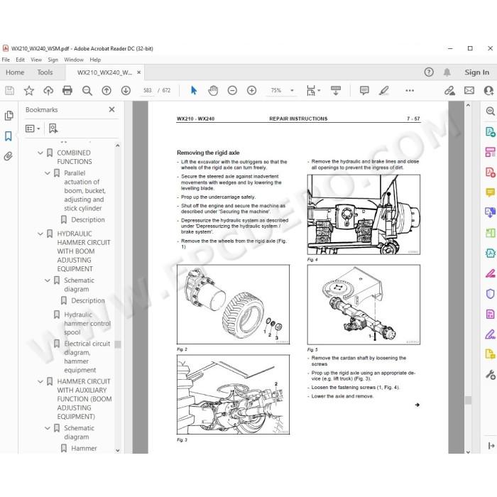 Case Wheeled Excavator WX210 WX240 service manual