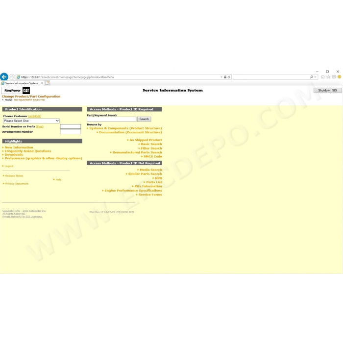 CATERPILLAR CAT SIS OCTOBER 2021 + ET2022A
