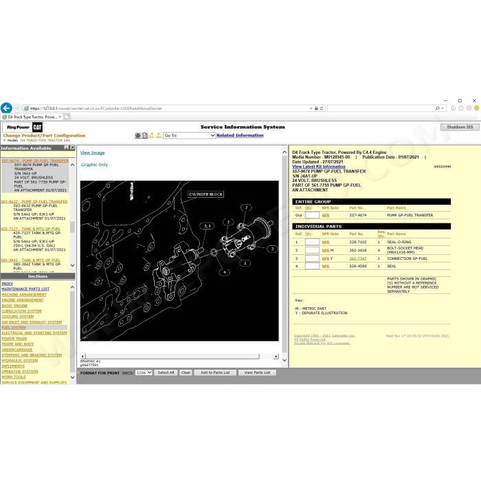 CATERPILLAR CAT SIS OCTOBER 2021 + ET2022A