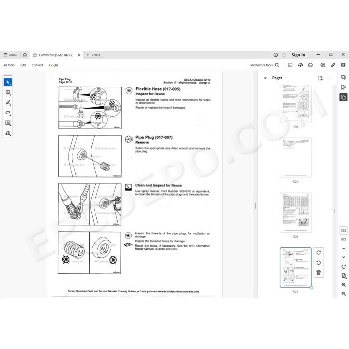 Cummins engine QSG12 CM2350 G110 service & repair manual