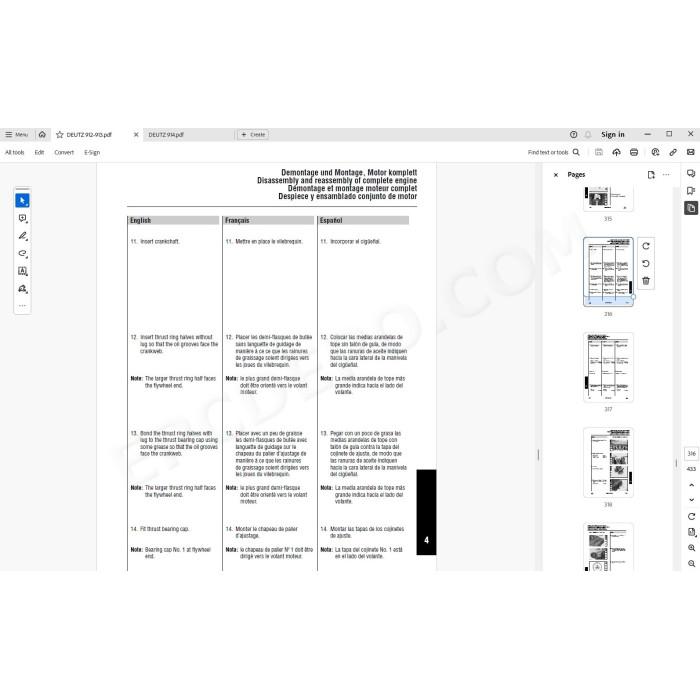 Deutz Engine 912 913 914 workshop service manual