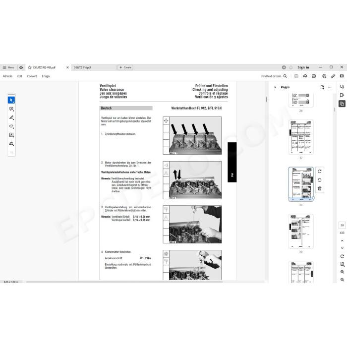 Deutz Engine 912 913 914 workshop service manual