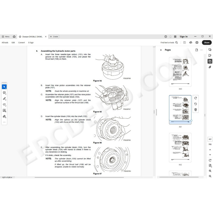 DOOSAN EXCAVATOR DX138LC DX140LC SERVICE & REPAIR MANUAL