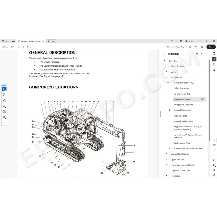DOOSAN EXCAVATOR DX138LC DX140LC SERVICE & REPAIR MANUAL