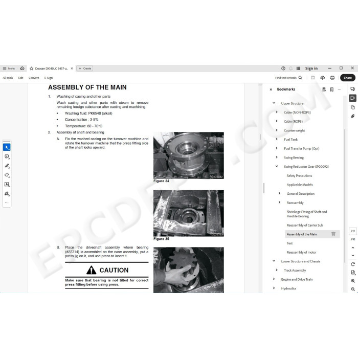 DOOSAN EXCAVATOR DX138LC DX140LC SERVICE & REPAIR MANUAL