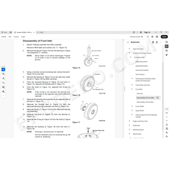 DOOSAN EXCAVATOR DX138LC DX140LC SERVICE & REPAIR MANUAL