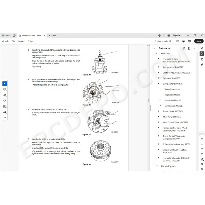 DOOSAN EXCAVATOR DX138LC DX140LC SERVICE & REPAIR MANUAL