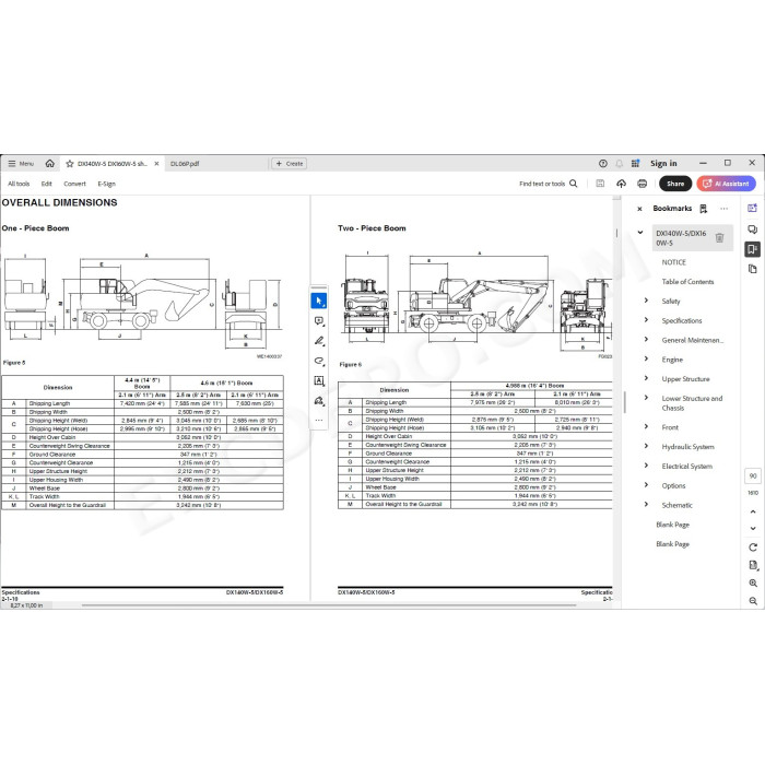 DOOSAN EXCAVATOR DX140W-5 DX160W-5 SERVICE & REPAIR MANUAL