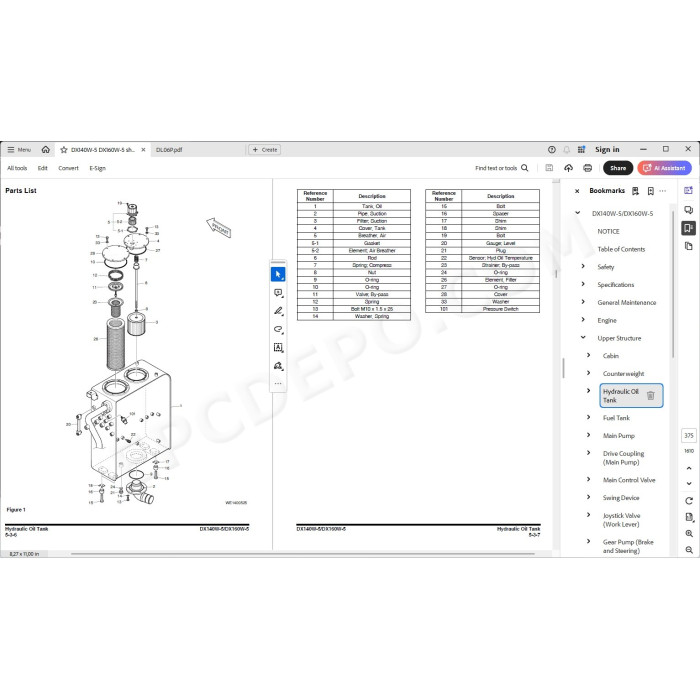 DOOSAN EXCAVATOR DX140W-5 DX160W-5 SERVICE & REPAIR MANUAL