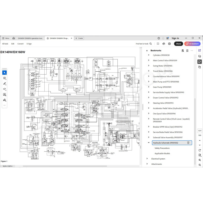 DOOSAN EXCAVATOR DX140W DX160W SERVICE & REPAIR MANUAL