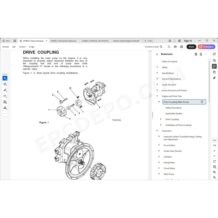 DOOSAN EXCAVATOR DX180LC SERVICE & REPAIR MANUAL