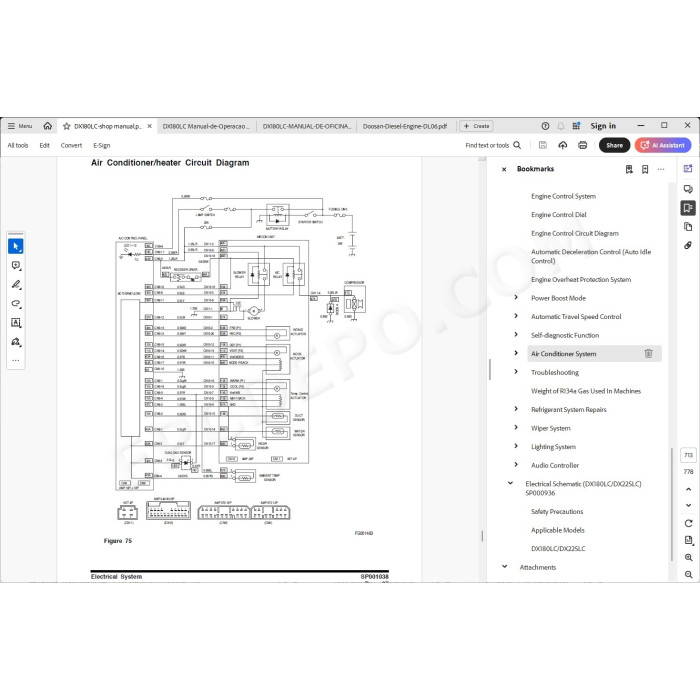 DOOSAN EXCAVATOR DX180LC SERVICE & REPAIR MANUAL