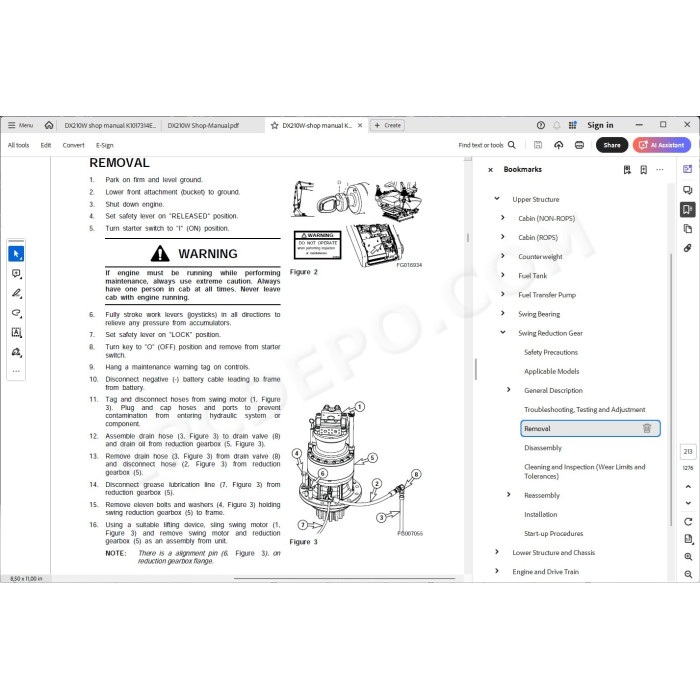 DOOSAN EXCAVATOR DX210W SERVICE & REPAIR MANUAL