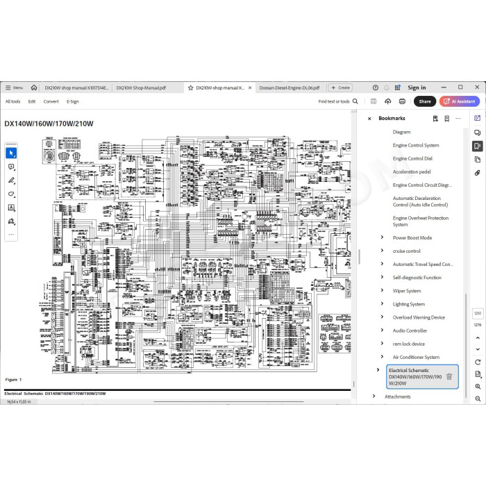 DOOSAN EXCAVATOR DX210W SERVICE & REPAIR MANUAL