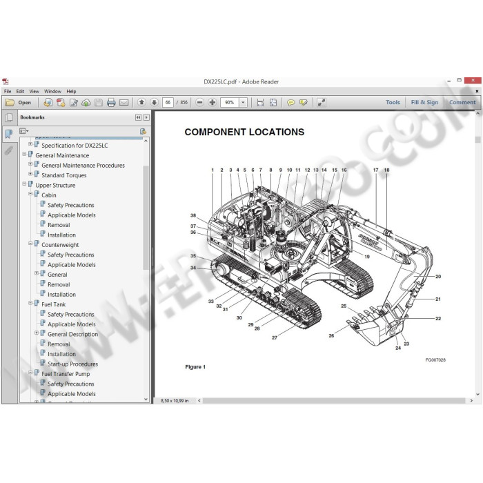 DOOSAN EXCAVATOR DX225LC SERVICE & REPAIR MANUAL