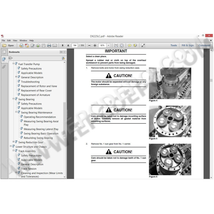 DOOSAN EXCAVATOR DX225LC SERVICE & REPAIR MANUAL