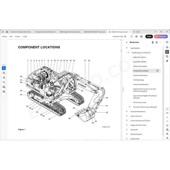 DOOSAN EXCAVATOR DX225LCA SERVICE & REPAIR MANUAL