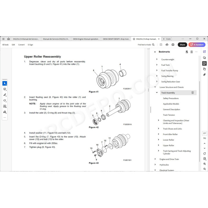 DOOSAN EXCAVATOR DX225LCA SERVICE & REPAIR MANUAL