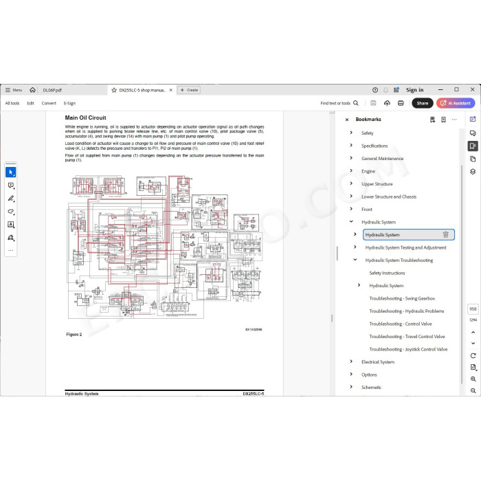 DOOSAN EXCAVATOR DX255LC-5 SERVICE & REPAIR MANUAL