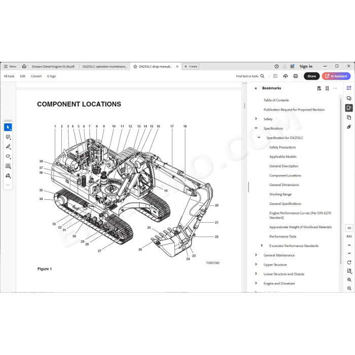 DOOSAN EXCAVATOR DX255LC SERVICE & REPAIR MANUAL