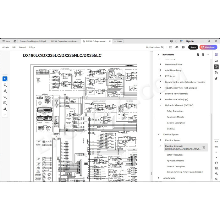 DOOSAN EXCAVATOR DX255LC SERVICE & REPAIR MANUAL